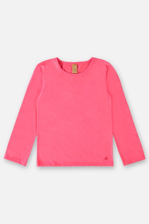 Blusa Manga Longa em Cotton Infantil Menina (Rosa Pink) Up Baby