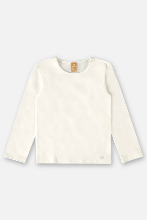 Blusa Manga Longa em Cotton Infantil Menina (Off White) Up Baby