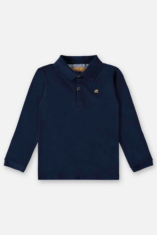 Camisa Polo Manga longa em Suedine Infantil Menino (Azul) Up Baby