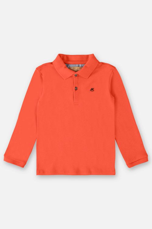 Camisa Polo Manga longa em Suedine Infantil Menino (Laranja) Up Baby