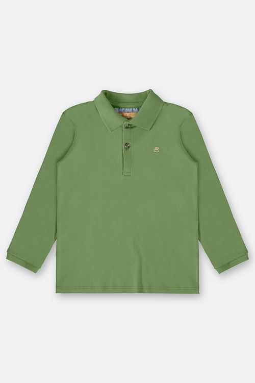 Camisa Polo Manga longa em Suedine Infantil Menino (Verde) Up Baby