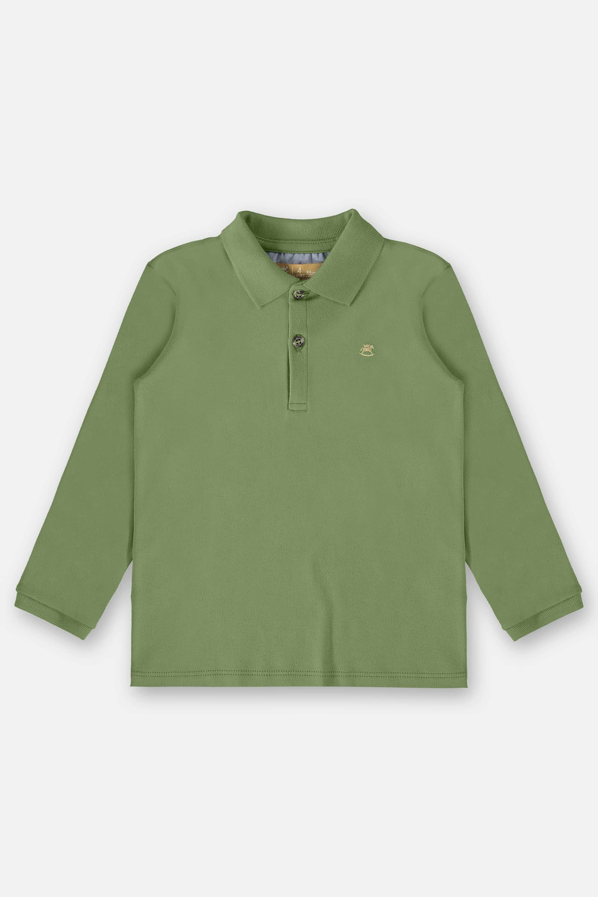 Camisa Polo Manga longa em Suedine Infantil Menino (Verde) Up Baby