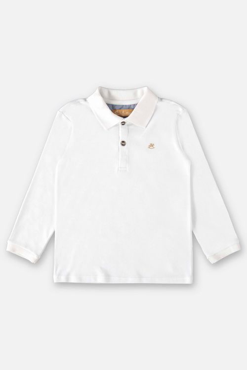 Camisa Polo Manga longa em Suedine Infantil Menino (Branco) Up Baby