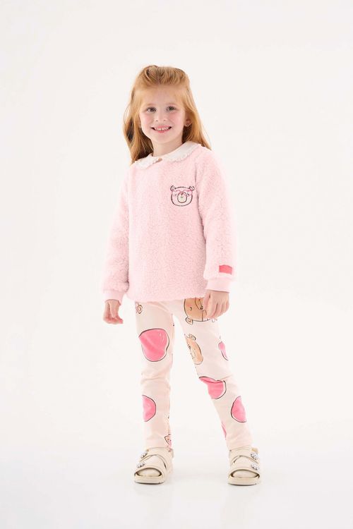 Conjunto Blusão e Legging Infantil Menina (Rosa) Up Baby