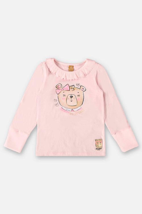 Blusa Manga Longa Infantil para Menina (Rosa) Up Baby