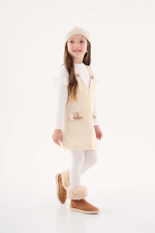 Conjunto Blusa e Salopete Infantil Menina (Off White) Up Baby