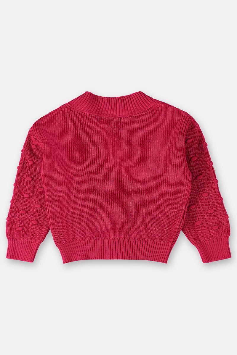 Casaco-em-Trico-Infantil-para-Meninas--Rosa--Up-Baby