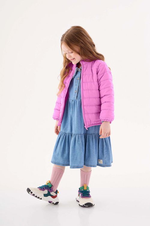 Jaqueta Puffer Unissex Infantil (Lilás Neon) Up Baby