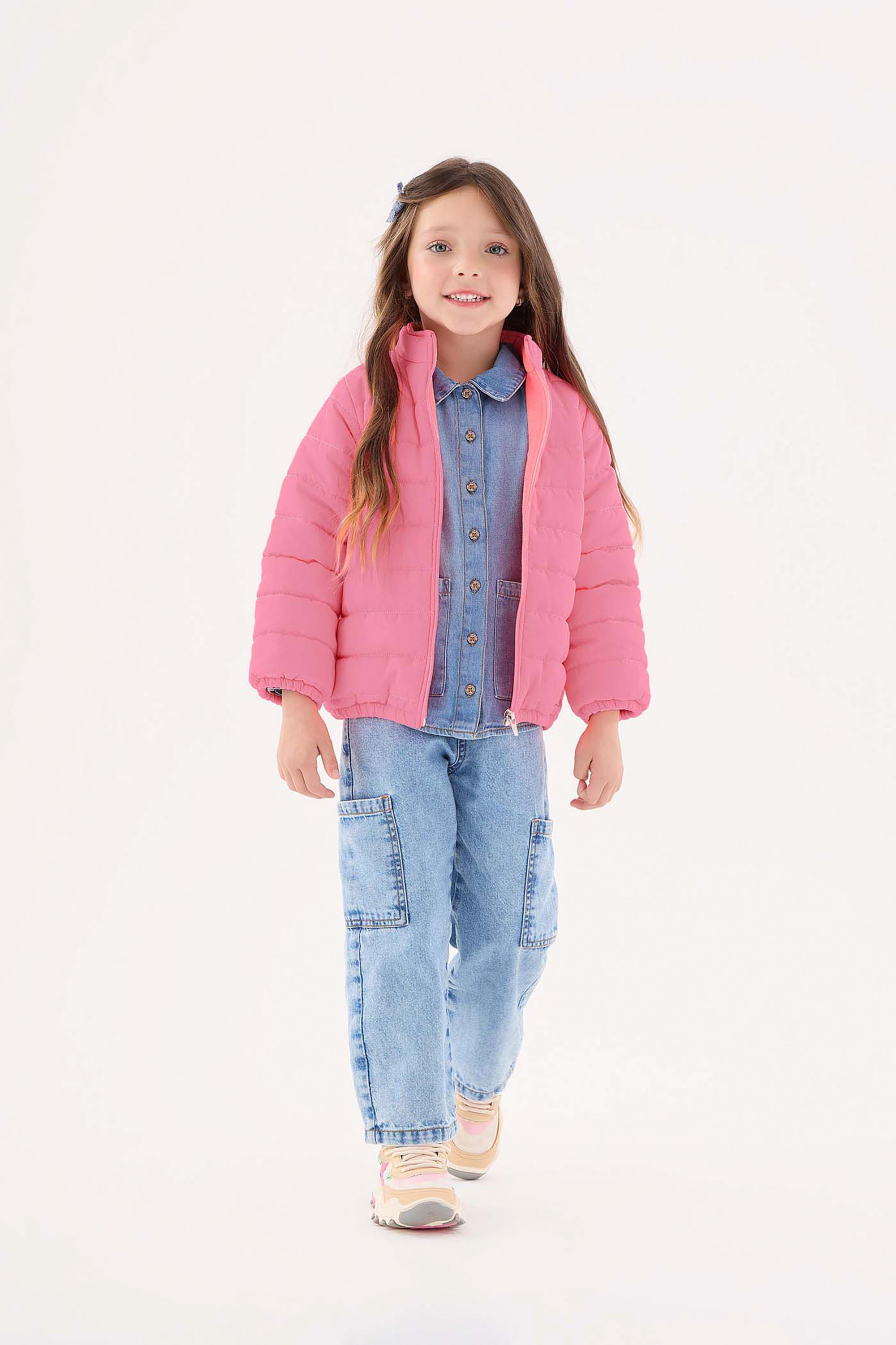 Jaqueta Puffer Unissex Infantil (Rosa Pink Neon) Up Baby