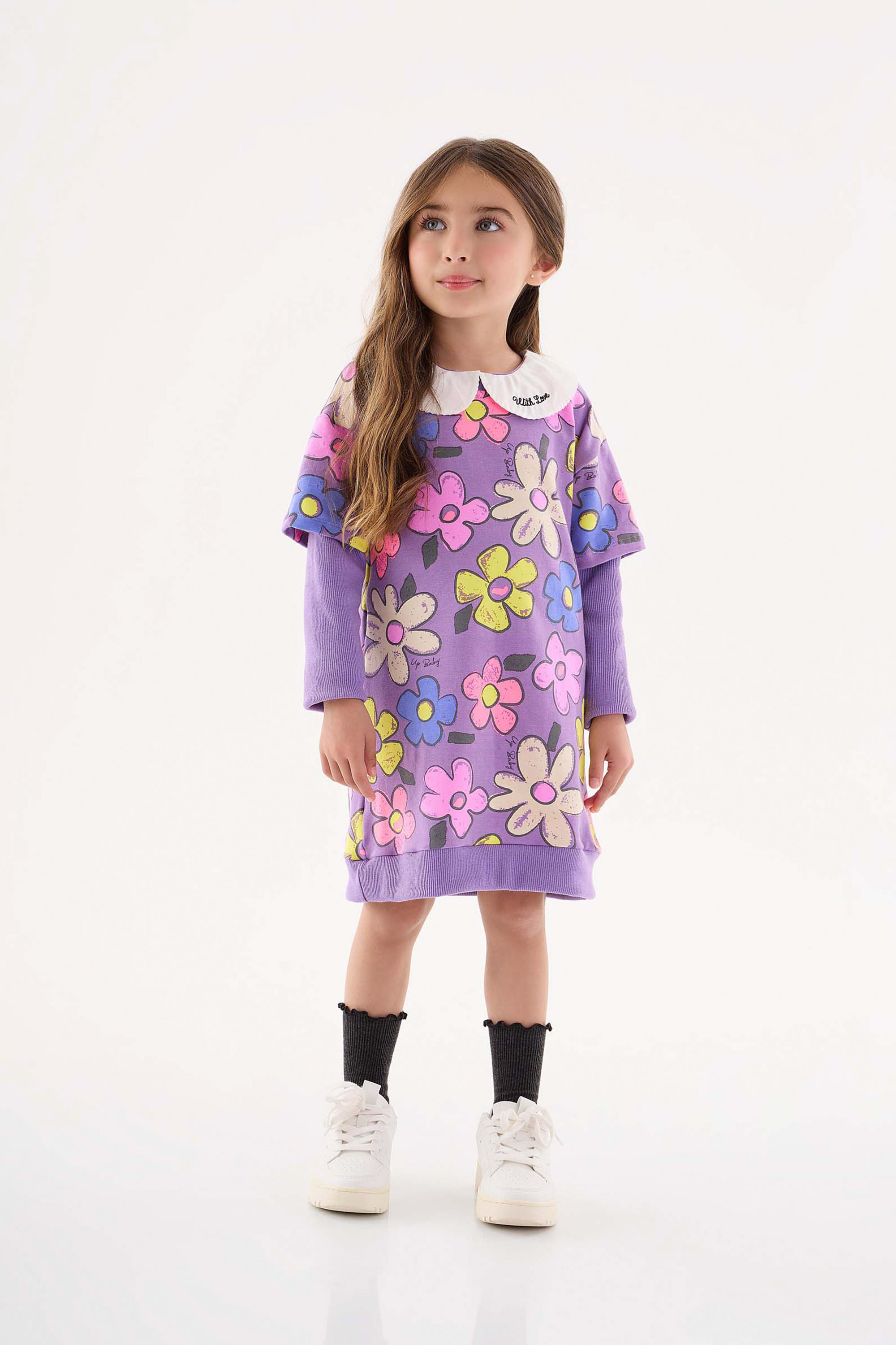 Vestido Manga Longa Infantil (Roxo) Up Baby