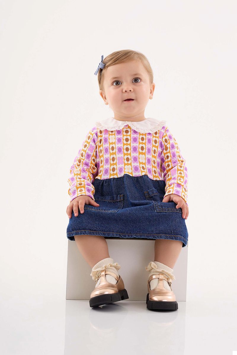 Vestido-Para-Bebe-Menina--Rosa--Up-Baby-