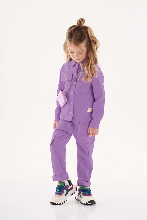 Calça em Sarja Infantil Menina (Roxo) Up Baby