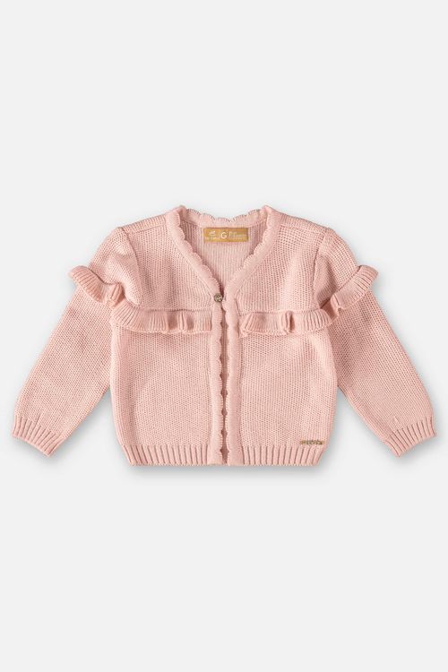 Casaco Cardigan em Tricô para Bebê Menina (Rosa) Up Baby