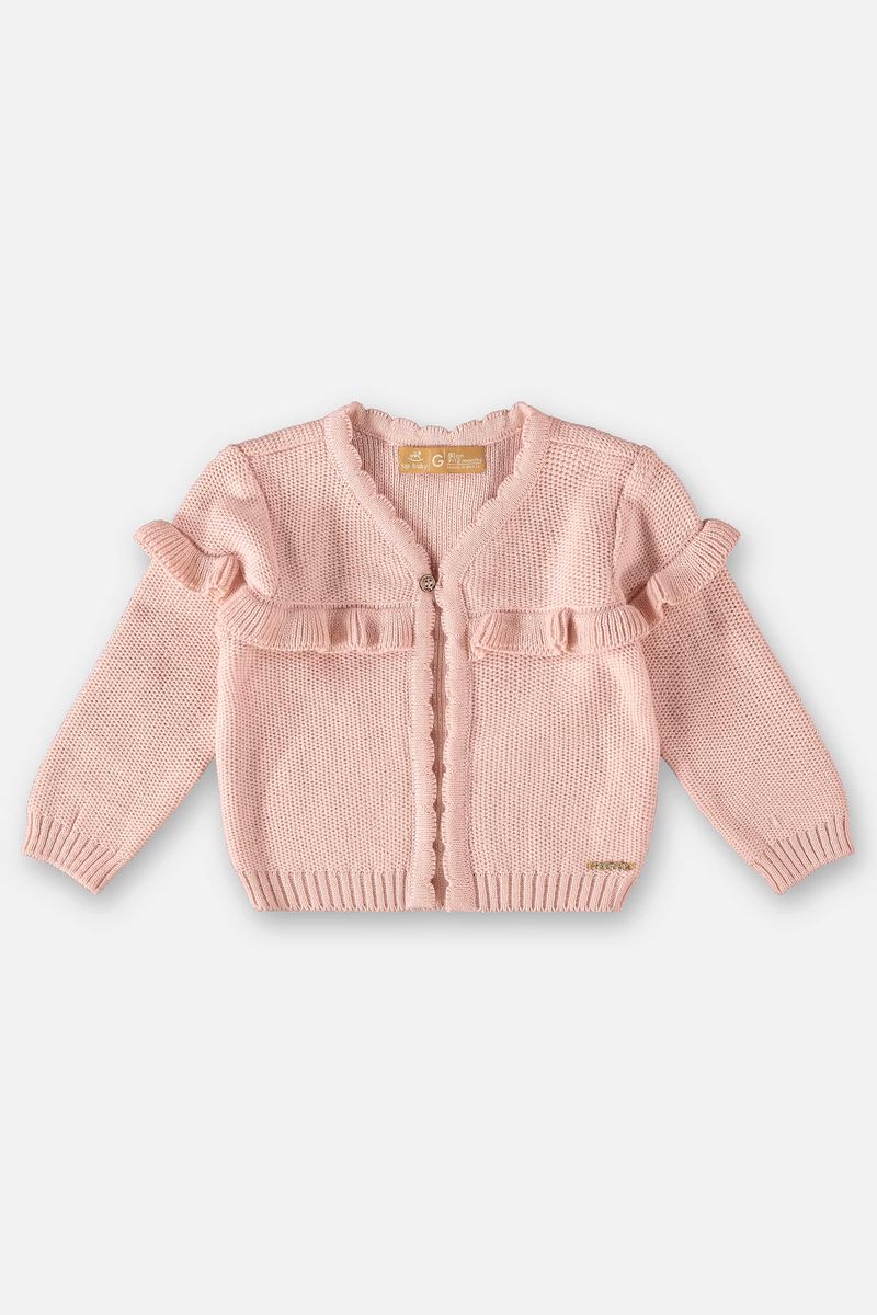 Casaco-Cardigan-em-Trico-para-Bebe-Menina--Rosa--Up-Baby