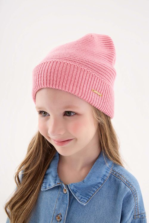 Touca em Tricô Infantil para Menina (Rosa) Up Baby