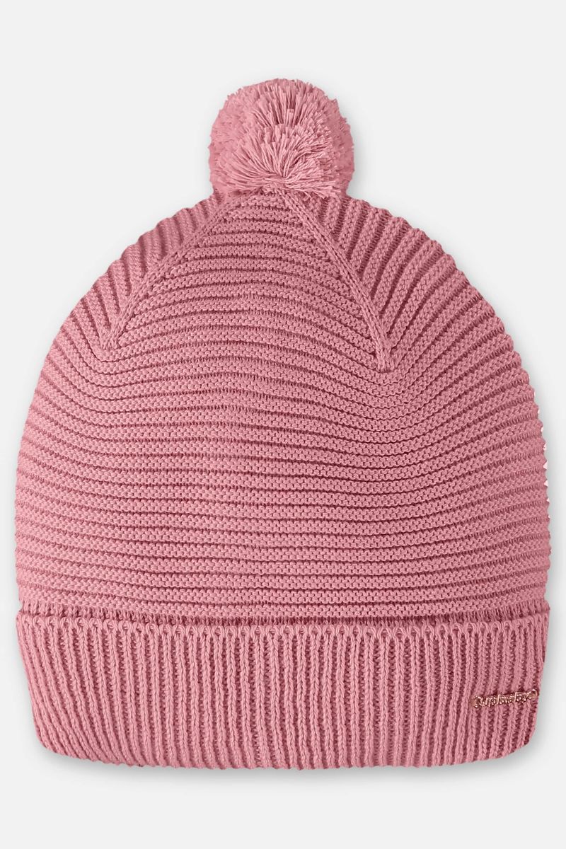 Touca-em-Trico-para-Bebe-Menina--Rosa--Up-Baby