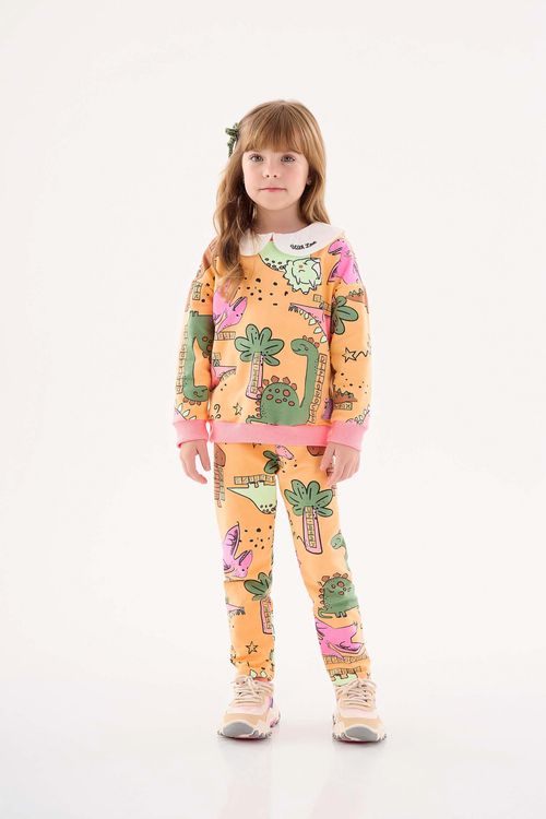 Conjunto Blusão e Legging Infantil para Menina (Laranja) Up Baby