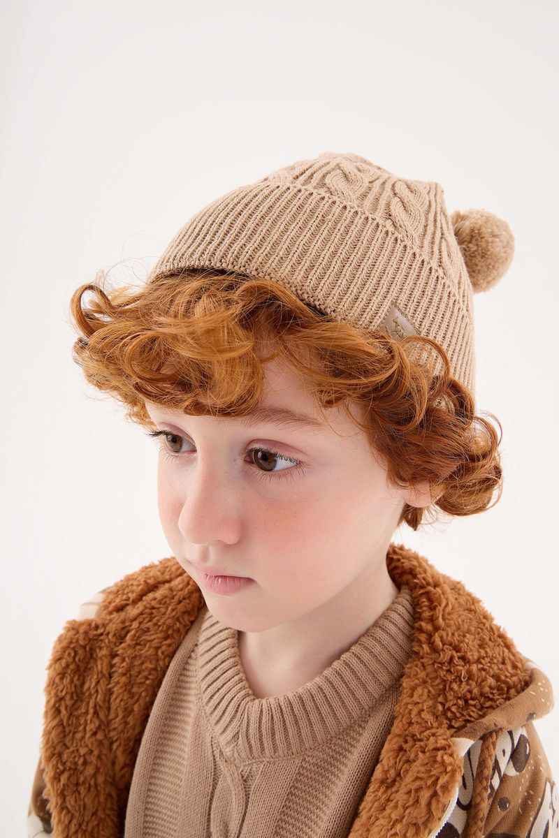 Touca-em-Trico-Infantil-para-Menino--Off-White--Up-Baby