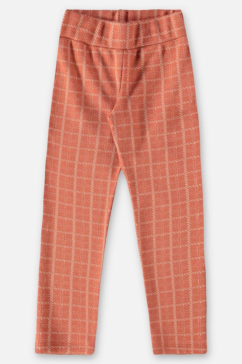 Calca-Xadrez-em-Malha-Jacquard-Infantil-para-Menina--Marrom--Up-Baby
