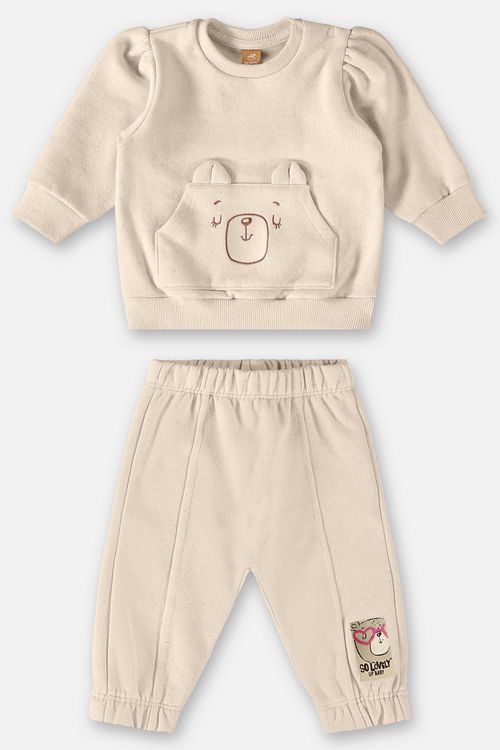 Conjunto Blusão e Calça Infantil Menina (Bege) Up Baby