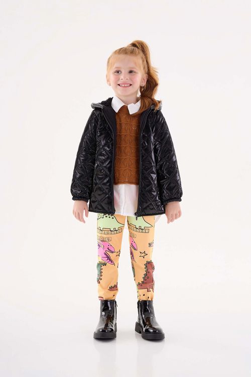 Jaqueta Puffer Infantil para Menina (Preto) Up Baby