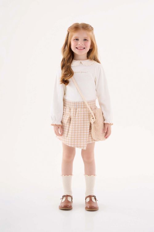 Conjunto Blusa e Short-Saia Infantil Menina (Off White) Up Baby