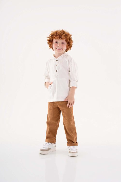 Conjunto Bata e Calça Infantil Menino (Off White) Up Baby