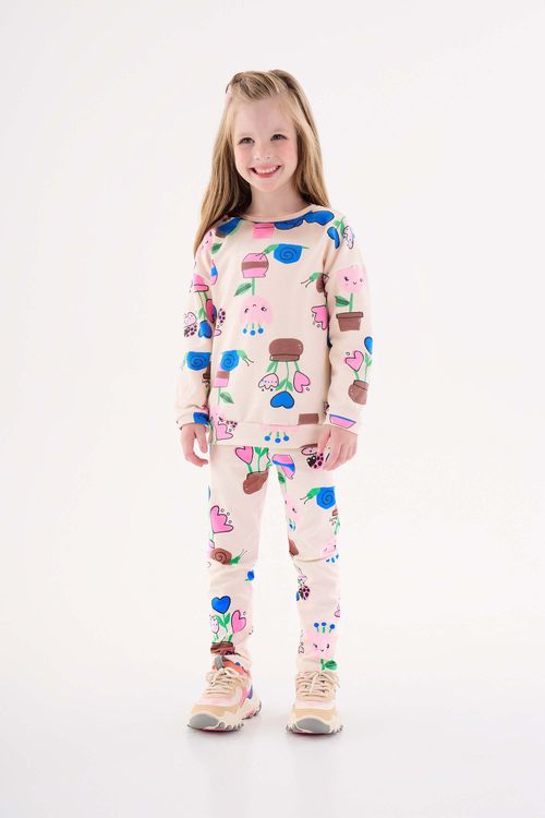 Conjunto Blusão e Legging Infantil para Menina (Bege) Up Baby