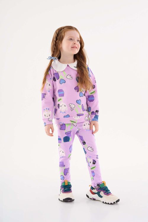 Conjunto Blusão e Legging Infantil para Menina (Roxo) Up Baby