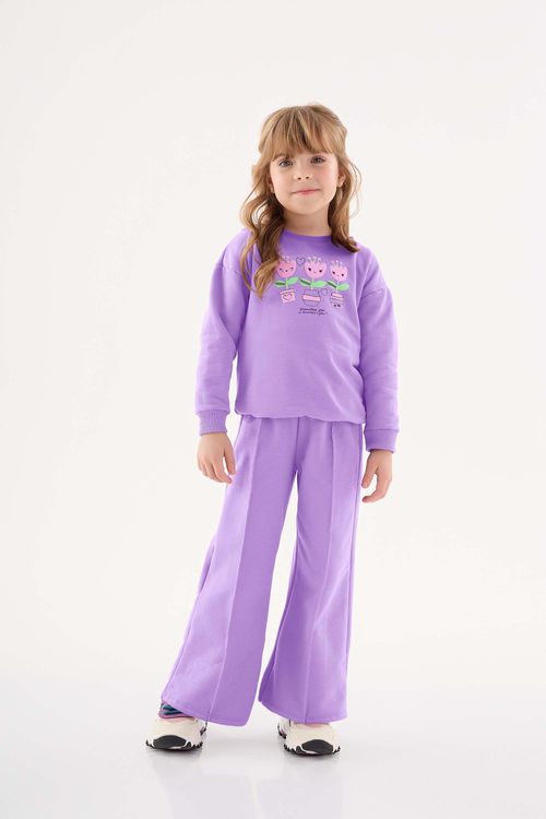 Conjunto Blusão e Wide Leg Infantil Menina (Roxo) Up Baby