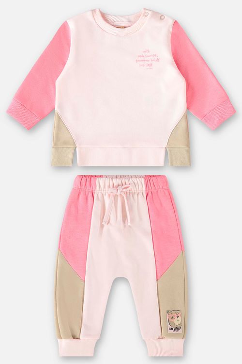 Conjunto Blusão e Calça em Moletom Bebê Menina (Rosa) Up Baby