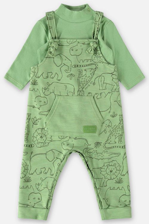 Conjunto Jardineira Safari e Body para Bebê Menino (Verde) Up Baby