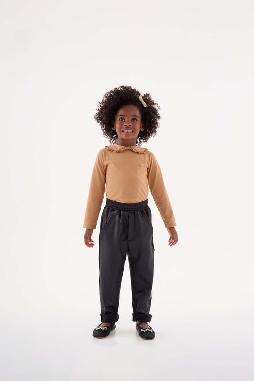 Calça Cirrê Peluciada Infantil Menina (Preto) Up Baby