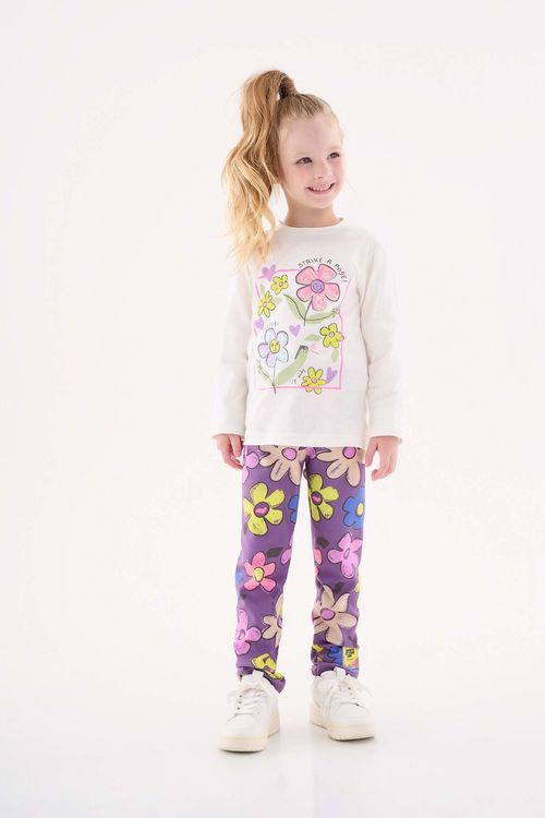 Calça Comfy em Malha Peluciada Infantil Menina (Roxo) Up Baby