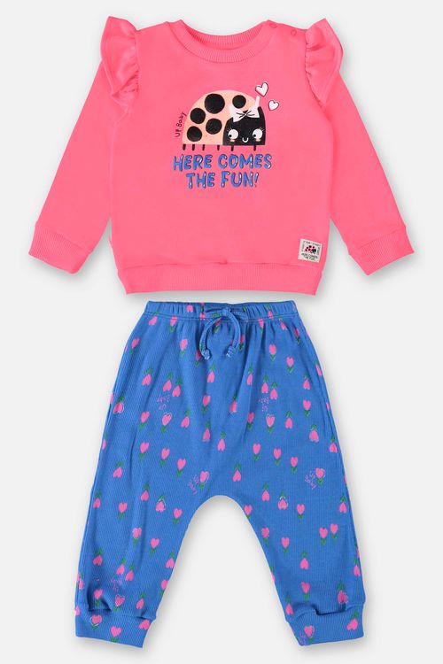 Conjunto Blusão e Calça para Bebê Menina  (Rosa) Up Baby