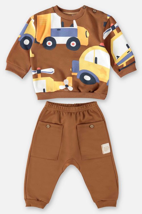 Conjunto Blusão e Calça Bebê Menino (Marrom) Up Baby