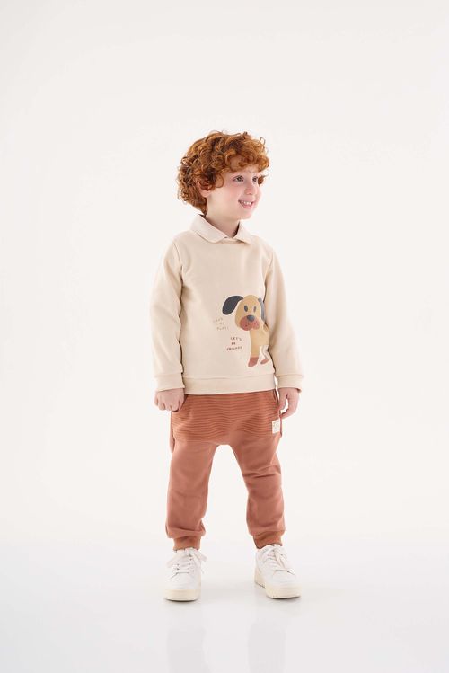 Conjunto com Casaco e Calça Infantil Menino (Bege) Up Baby