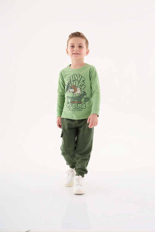 Conjunto Camiseta e Calça Infantil Menino  (Verde) Up Baby