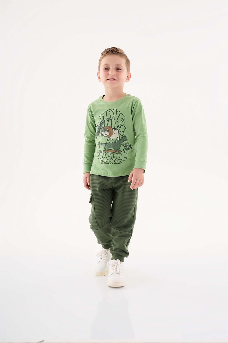 Conjunto-Camiseta-e-Calca-Infantil-Menino--Verde--Up-Baby