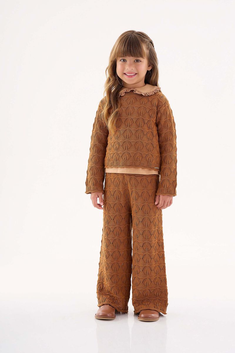 Conjunto-Blusao-e-Calca-em-Trico-Infantil-Menina--Marrom--Up-Baby