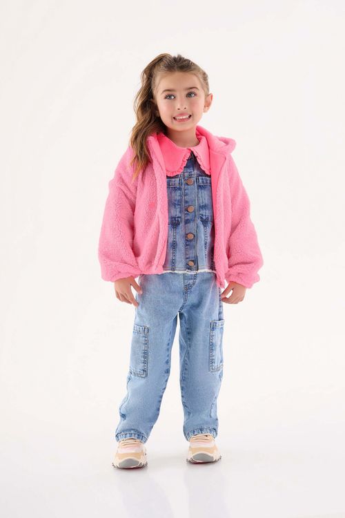 Jaqueta em Material Sintético Infantil Unissex (Rosa Pink Neon) Up Baby