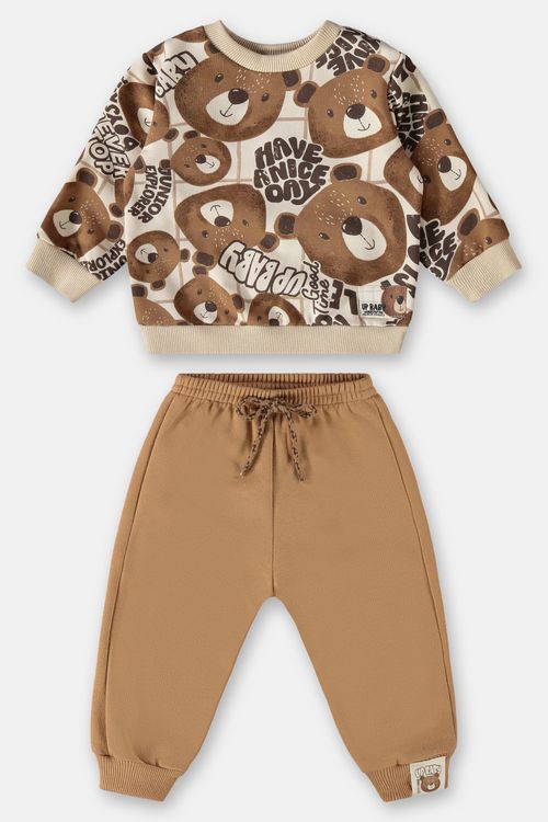 Conjunto Blusão e Calça Bebê Menino (Marrom) Up Baby