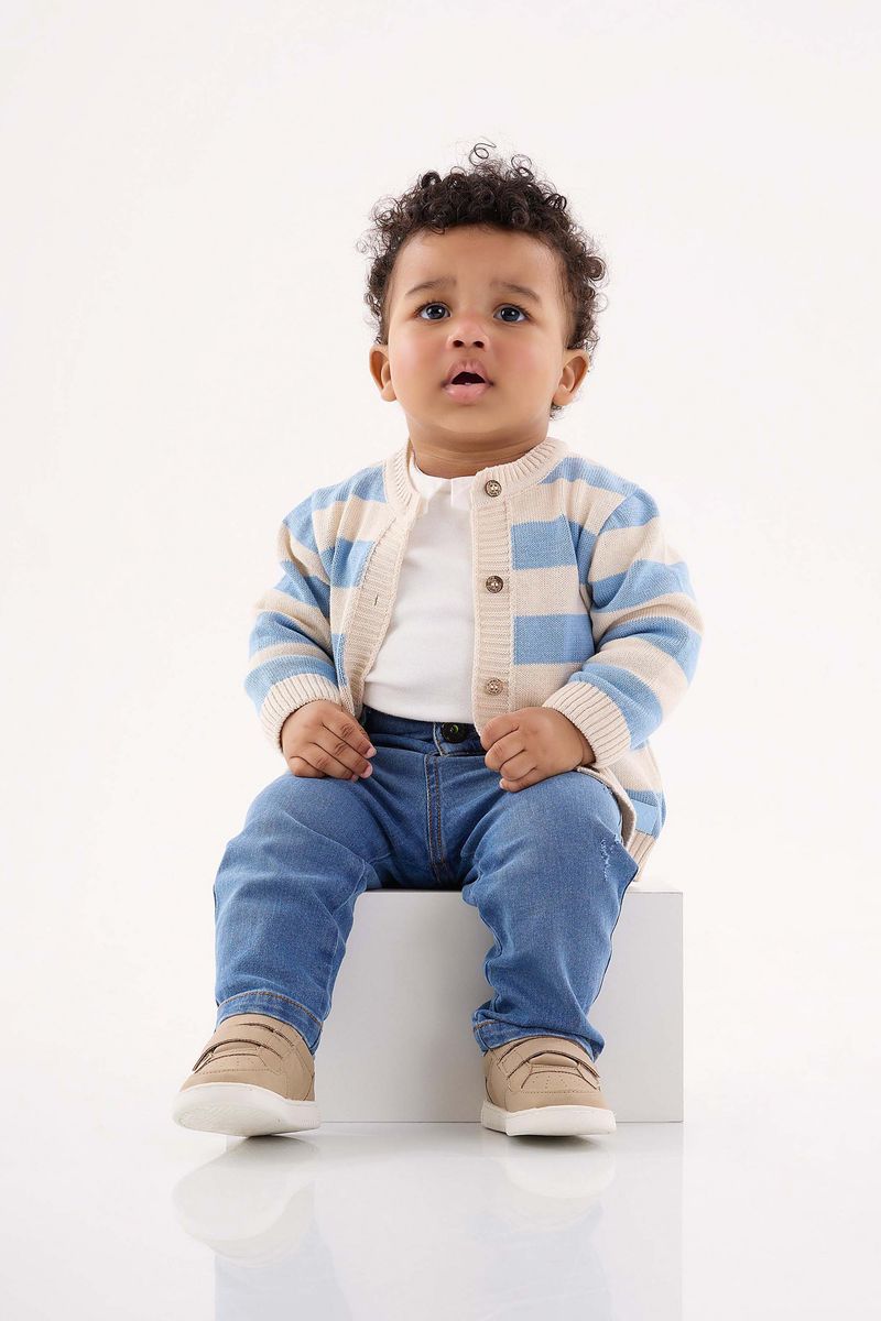 Up Baby Cardigan em Trico Unissex para Bebe Azul vestis