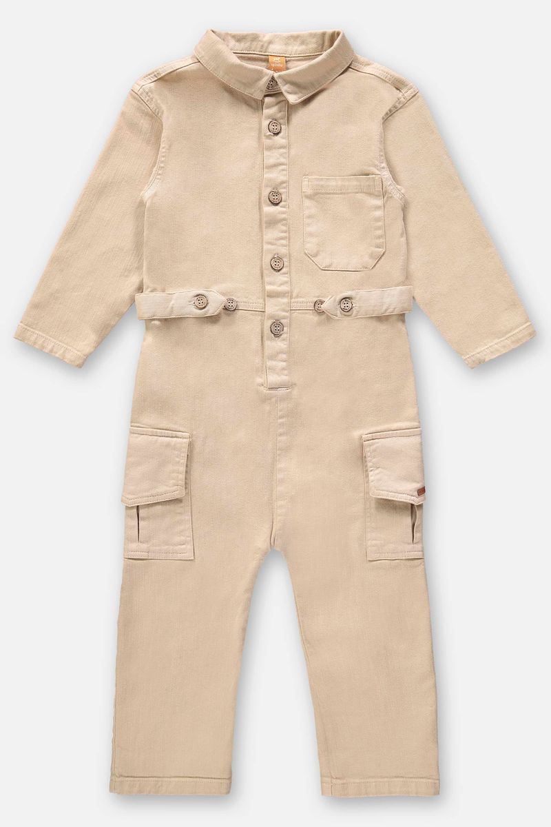 Macacao-em-Sarja-Infantil-para-Menino--Bege--Up-Baby