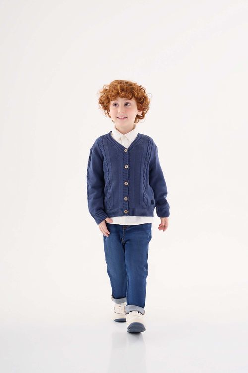 Cardigan em Tricô Infantil Menino (Azul) Up Baby