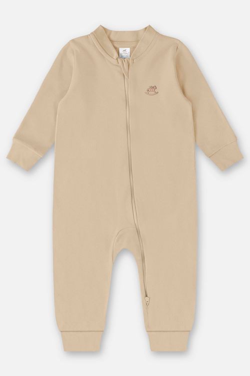 Macacão Básico em Suedine Unissex para Bebê (Bege) Up Baby