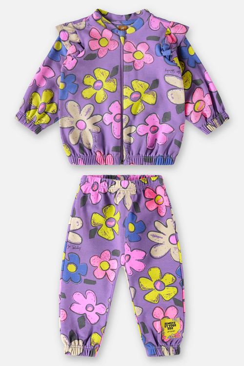 Conjunto com Jaqueta e Calça para Bebê Menina (Roxo) Up Baby