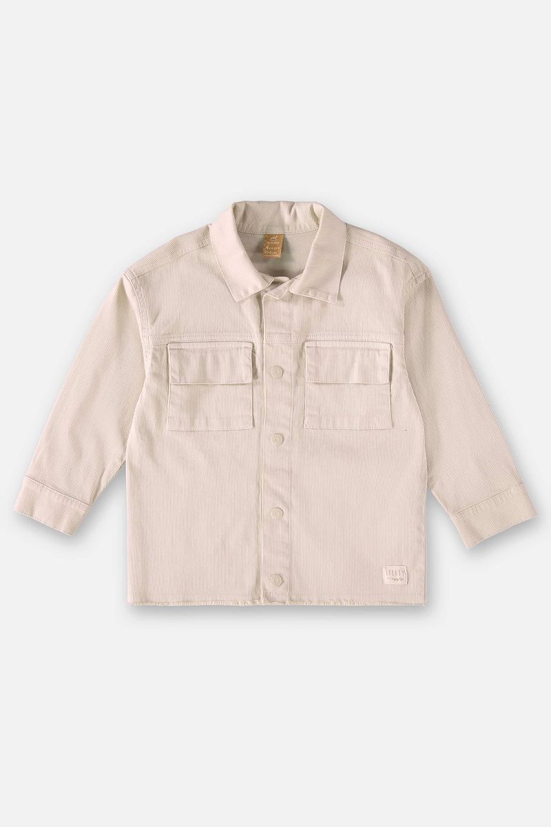 Camisa-em-Sarja-Infantil-para-Meninos--Bege--Up-Baby
