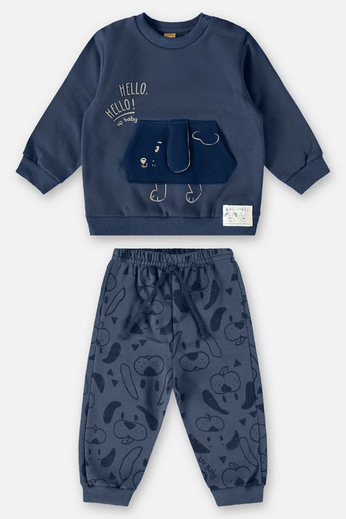 Conjunto Blusão e Calça Bebê Menino (Azul Marinho) Up Baby