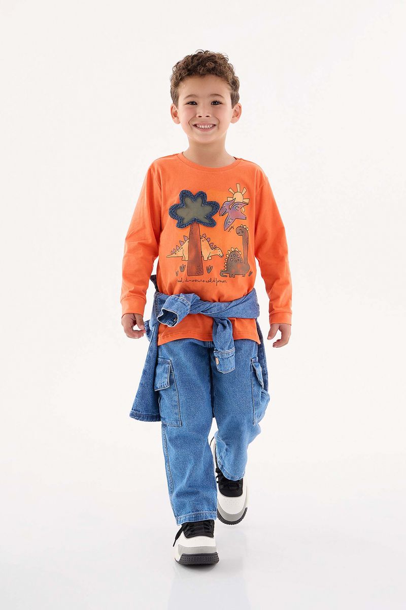Camiseta-Manga-Longa-Infantil-Menino--Laranja--Up-Baby